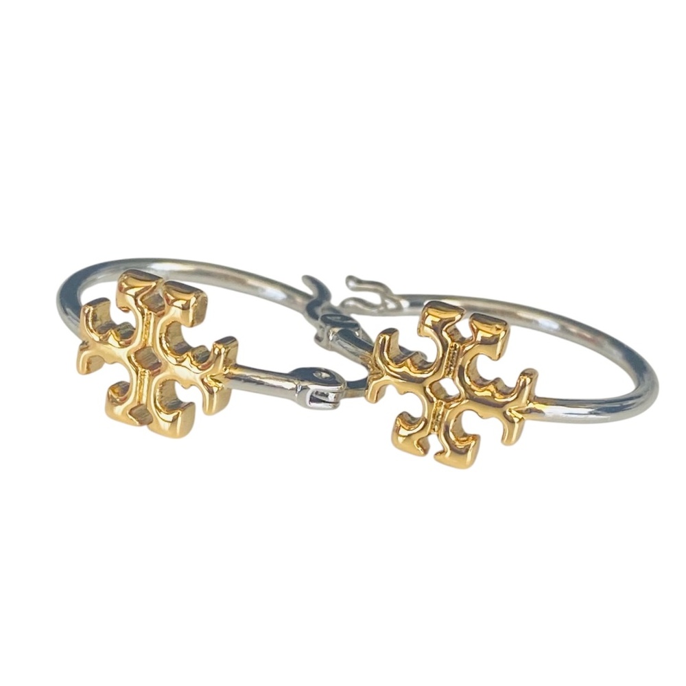 NWT Tory Burch Small Eleanor Multi Gold & Silver Hoop Earrings